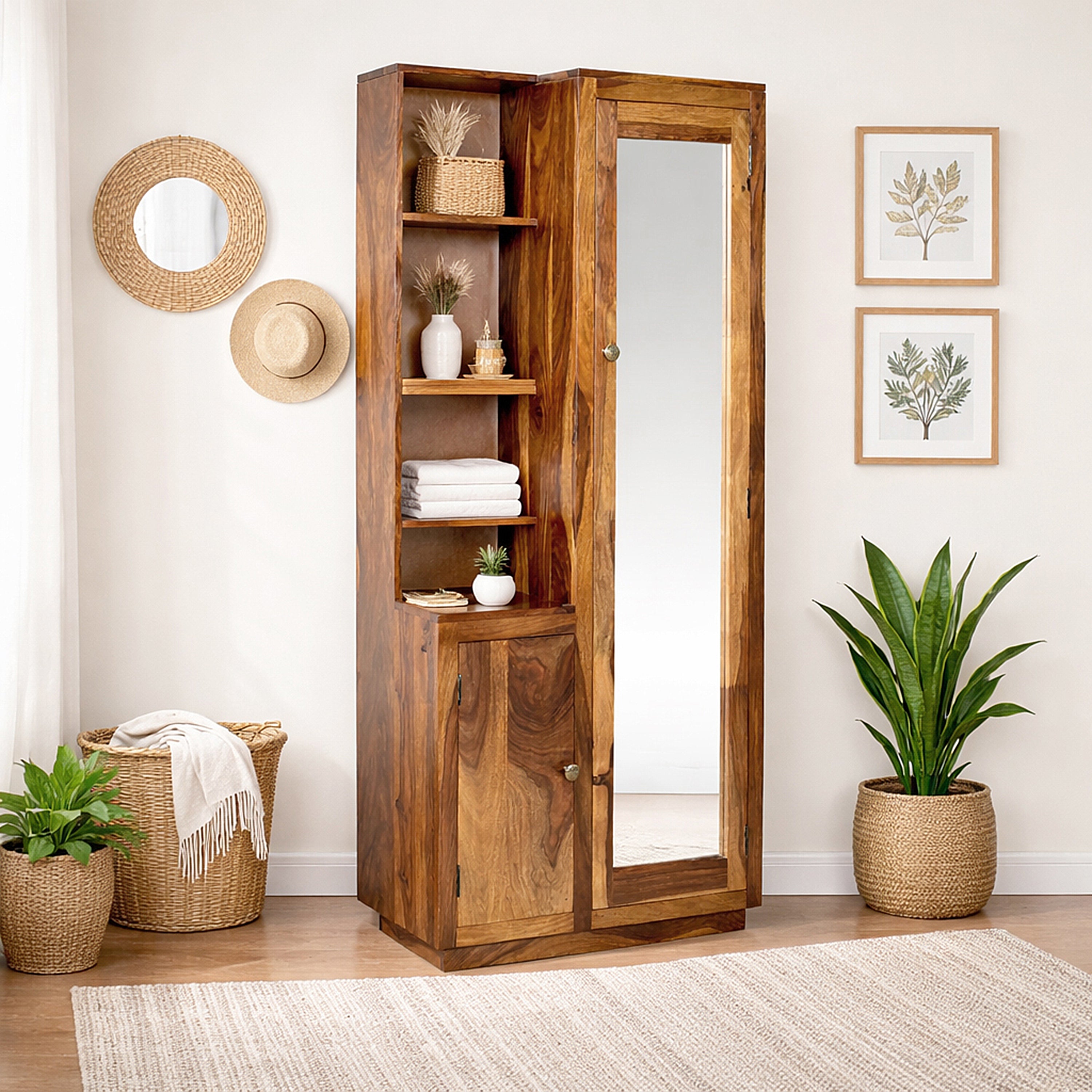 wooden dressing mirror designs Engineered Wood Dressing Table Mirror with 1-Drawer, Bangle Holder & H   Hexa Red