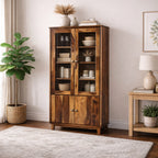 Brahma Sheesham Wood Crockery Cabinet with glass doors