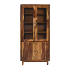 Brahma Sheesham Wood Crockery Cabinet with glass doors