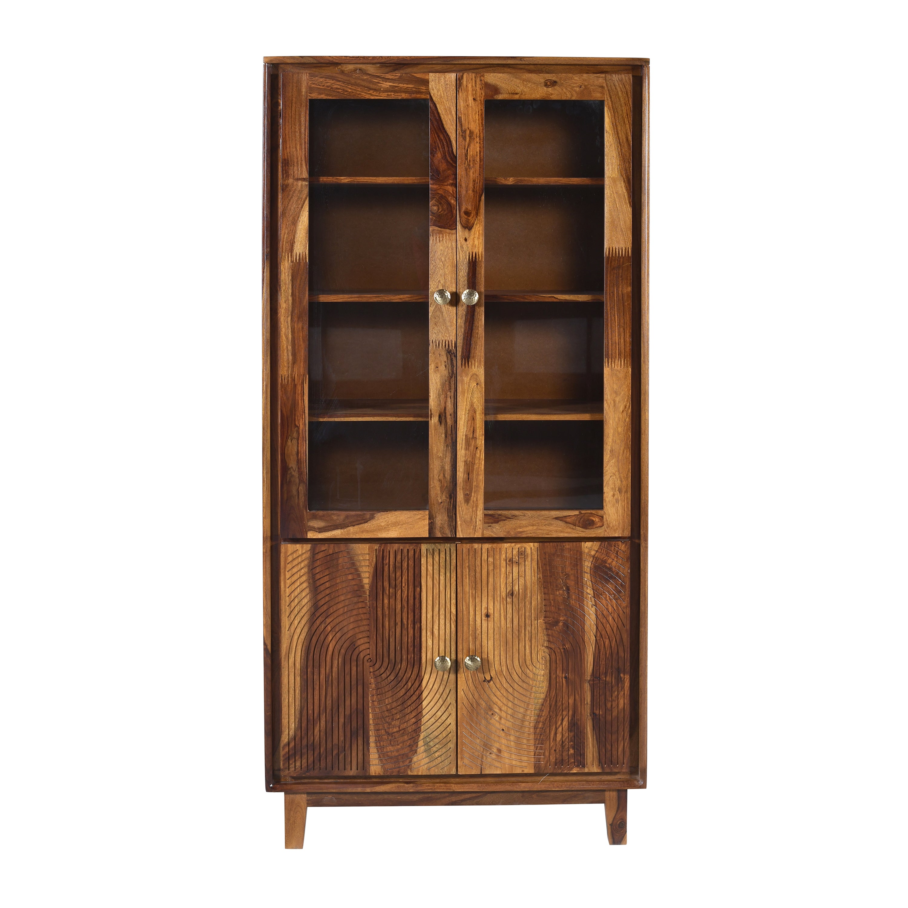 Brahma Sheesham Wood Crockery Cabinet with glass doors