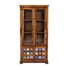 Crockery siramika Sheesham Crockery Cabinet with glass door and ceramic tiles