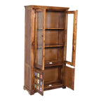 Crockery siramika Sheesham Crockery Cabinet with glass door and ceramic tiles
