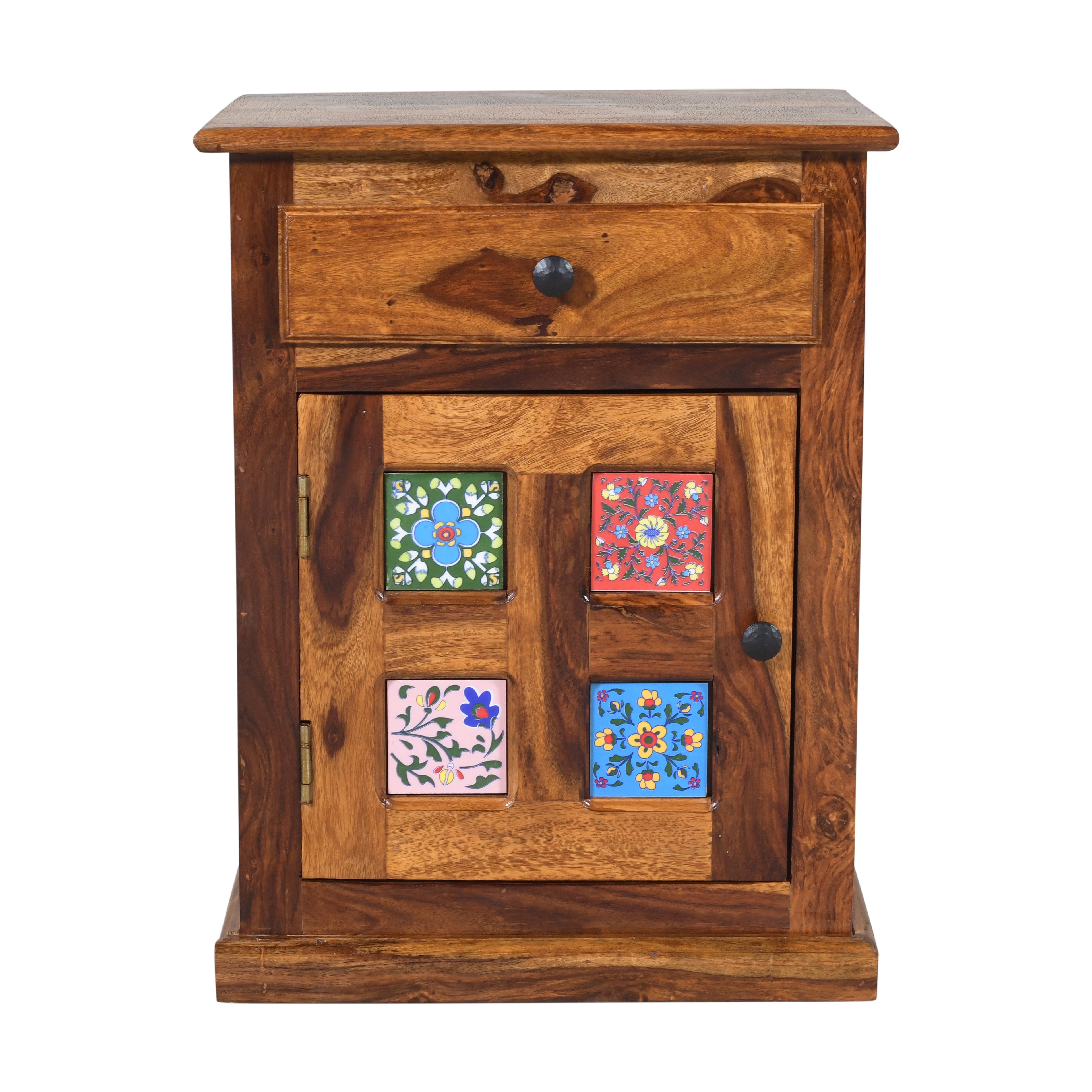 Sheesham Ceramic Bedside Cabinet