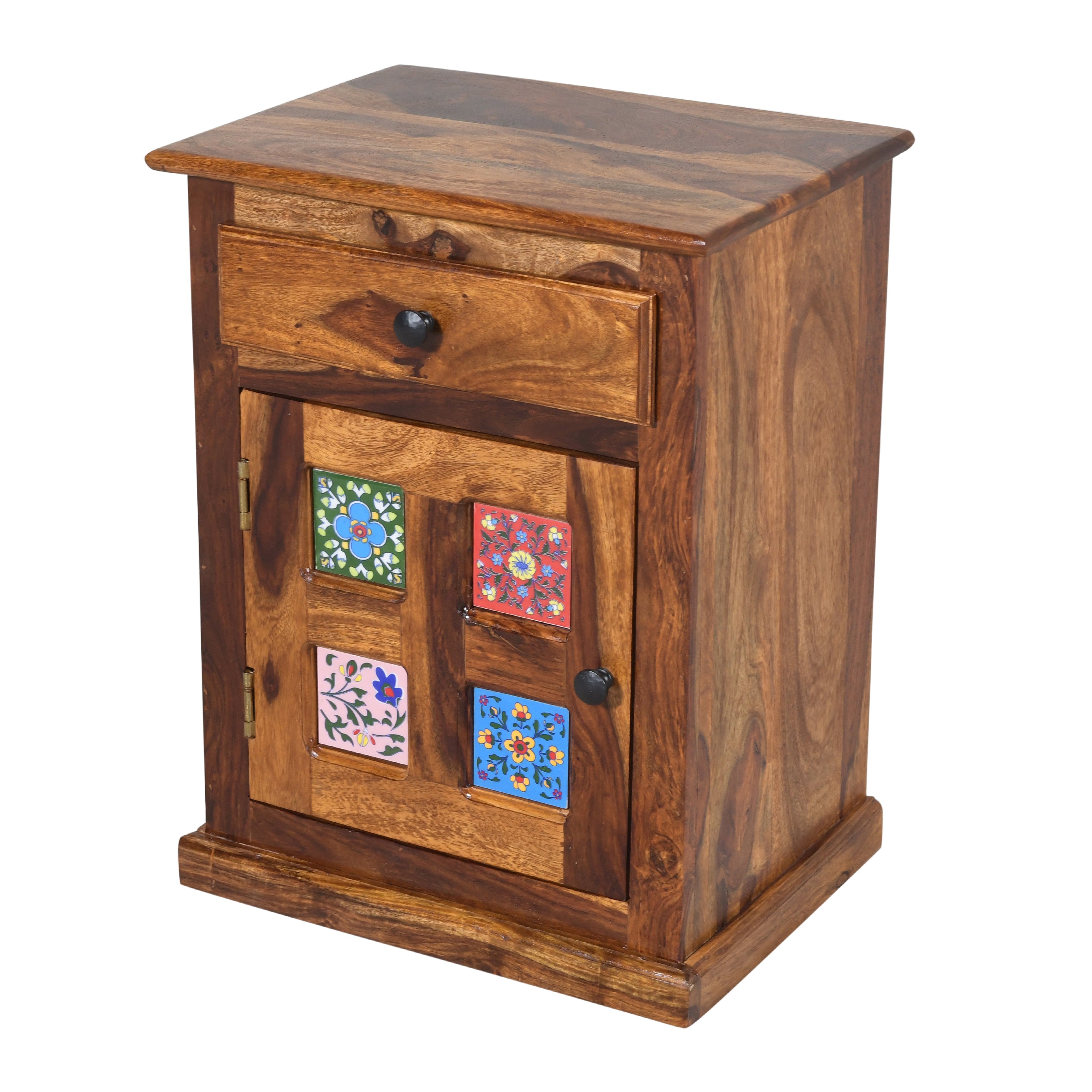 Sheesham Ceramic Bedside Cabinet