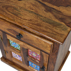 Siramika Sheesham wood Bedside Cabinet with ceramic tiles