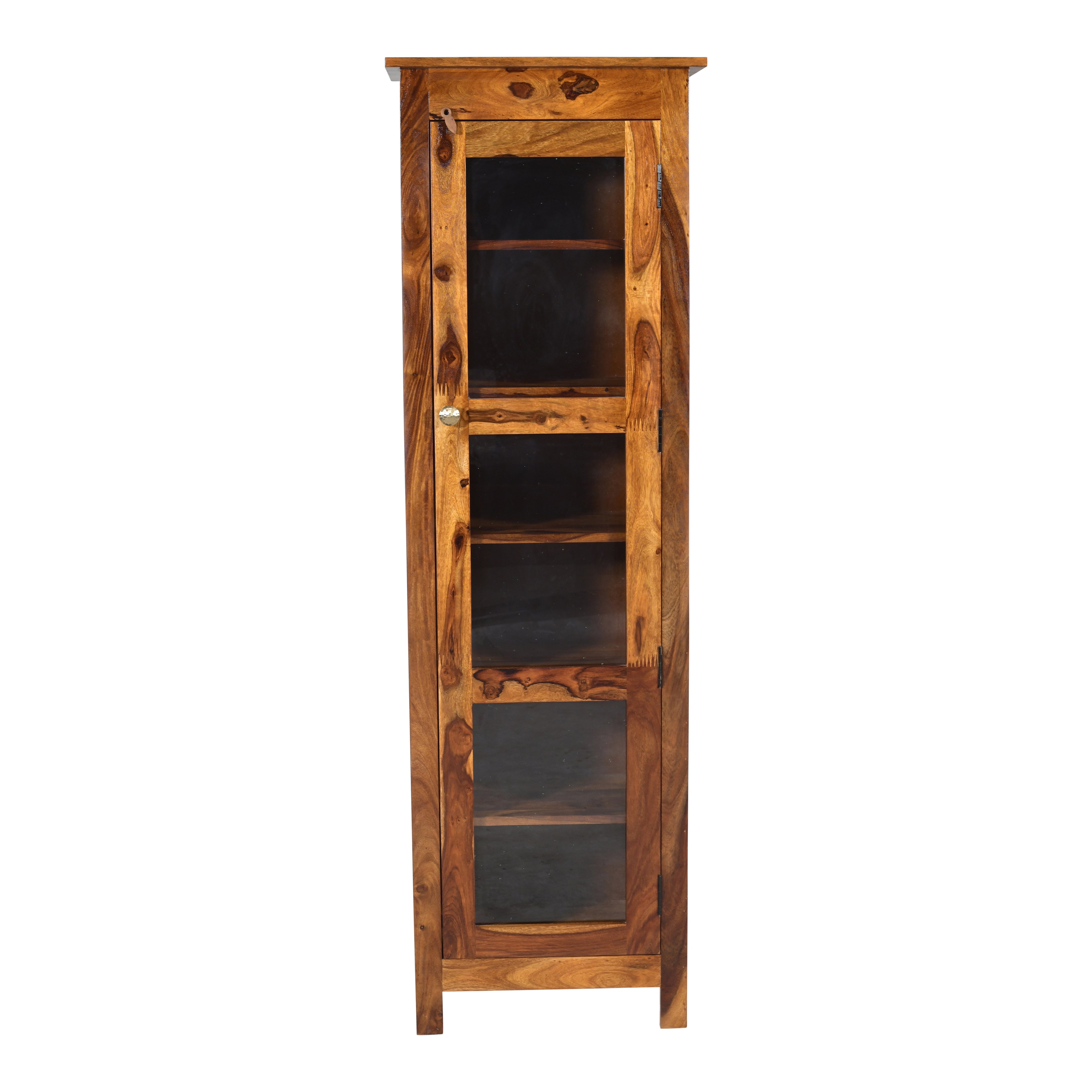Prima Sheesham Wood Glass Door Crocket cabinet