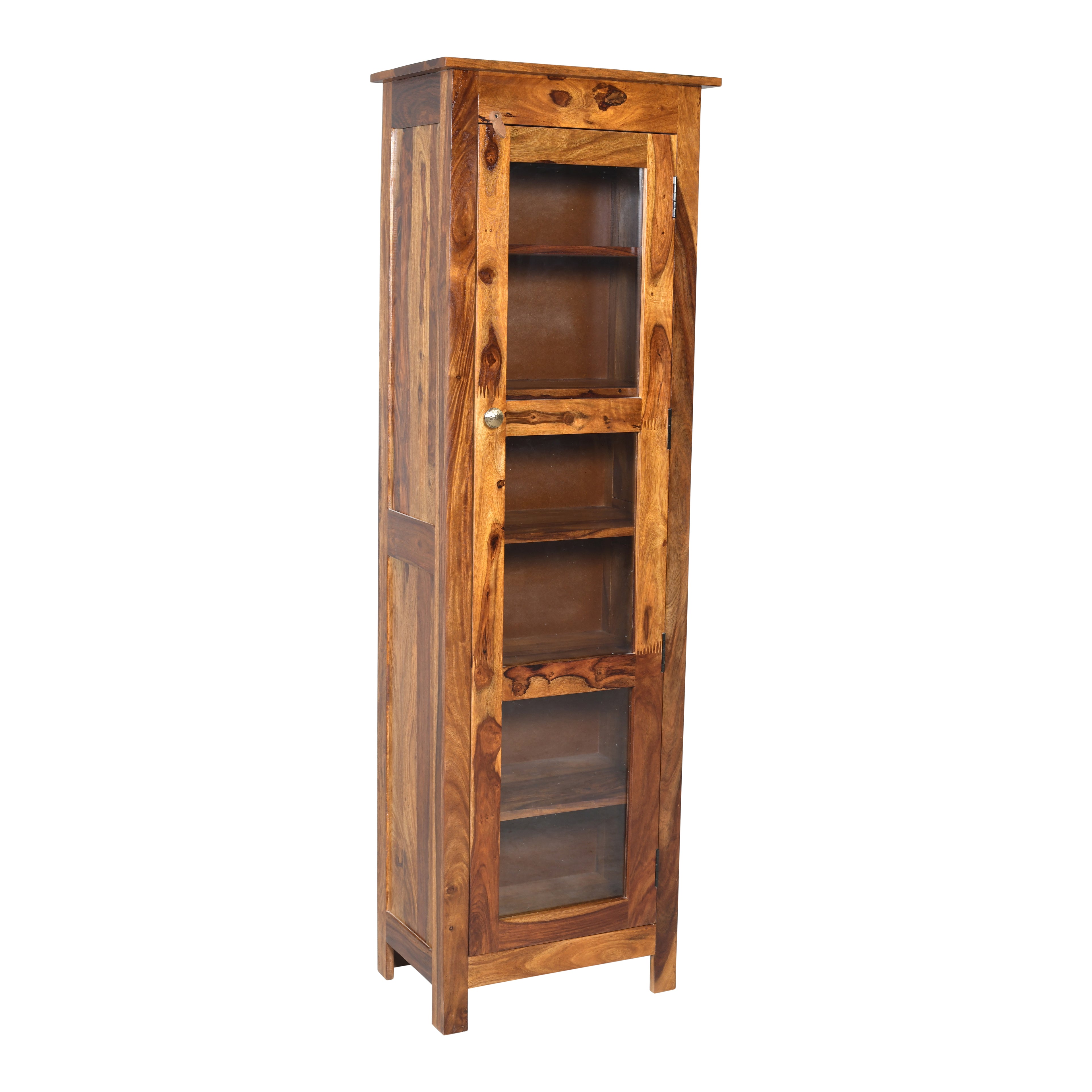 Prima Sheesham Wood Glass Door Crocket cabinet