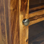 Prima Sheesham Wood Glass Door Crocket cabinet