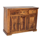 Elephant Sheesham Wood 3 Door Sideboard with elephant craving design