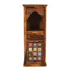 Wooden Mandir with Decorative Ceramic Tiles