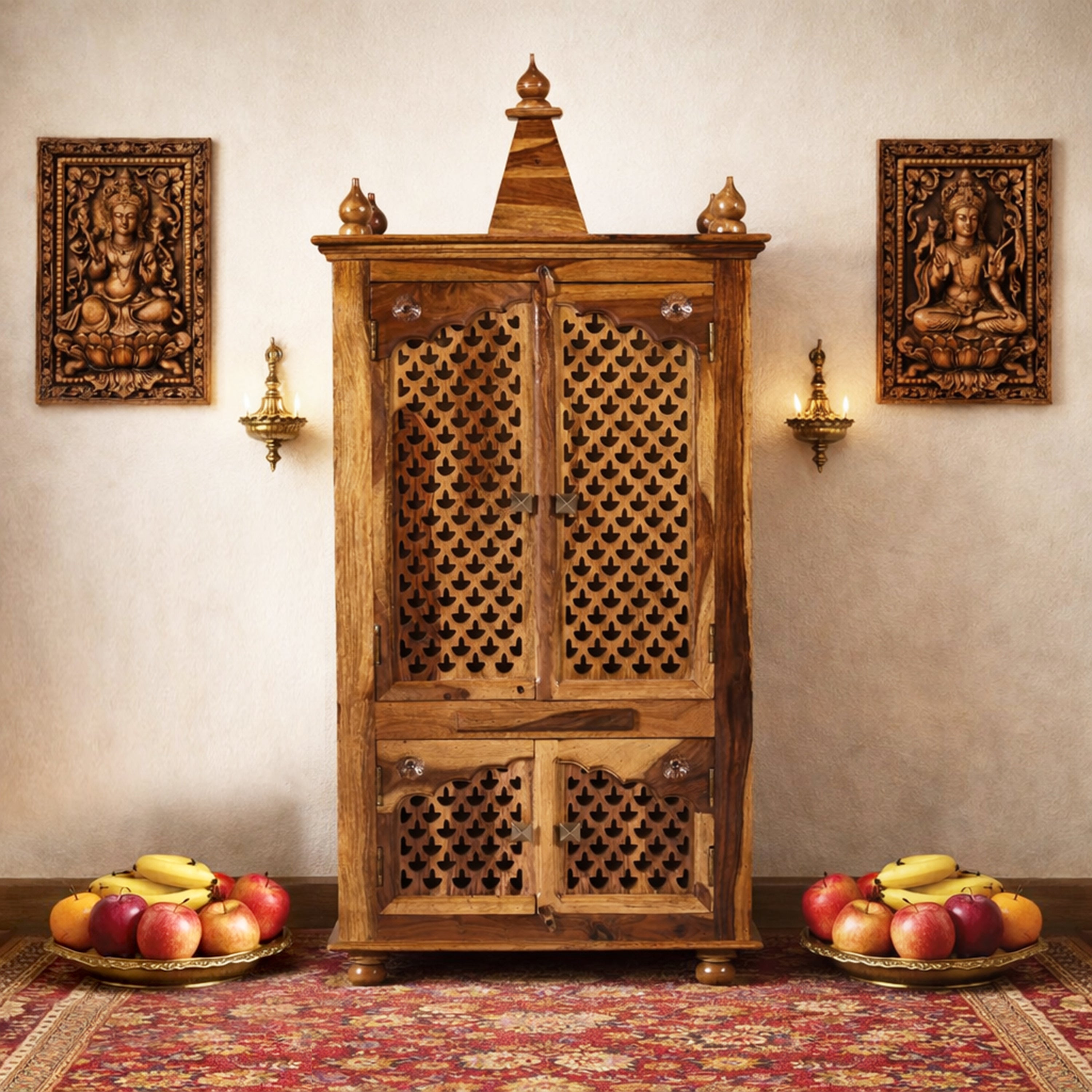 Temple Deepka Solid Wood Mandir Unit
