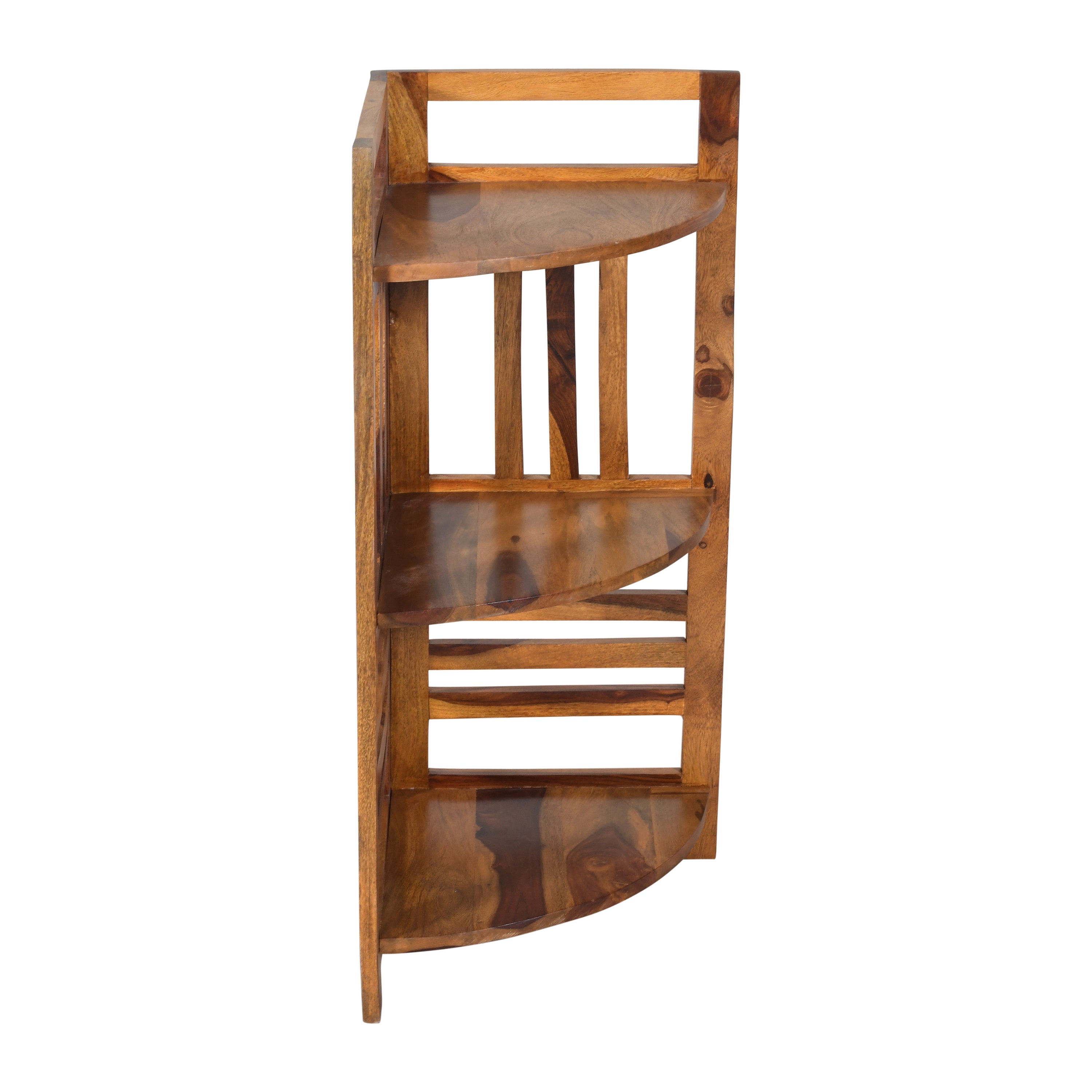 Rustica Handcrafted Solid Wood Corner Shelf Unit with Honey Finish