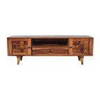 TVC Diamond Sheesham Wood TV Unit with wooden diamond fitted doors
