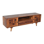 TVC Diamond Sheesham Wood TV Unit with wooden diamond fitted doors