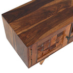 TVC Diamond Sheesham Wood TV Unit with wooden diamond fitted doors