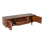 TVC Diamond Sheesham Wood TV Unit with wooden diamond fitted doors