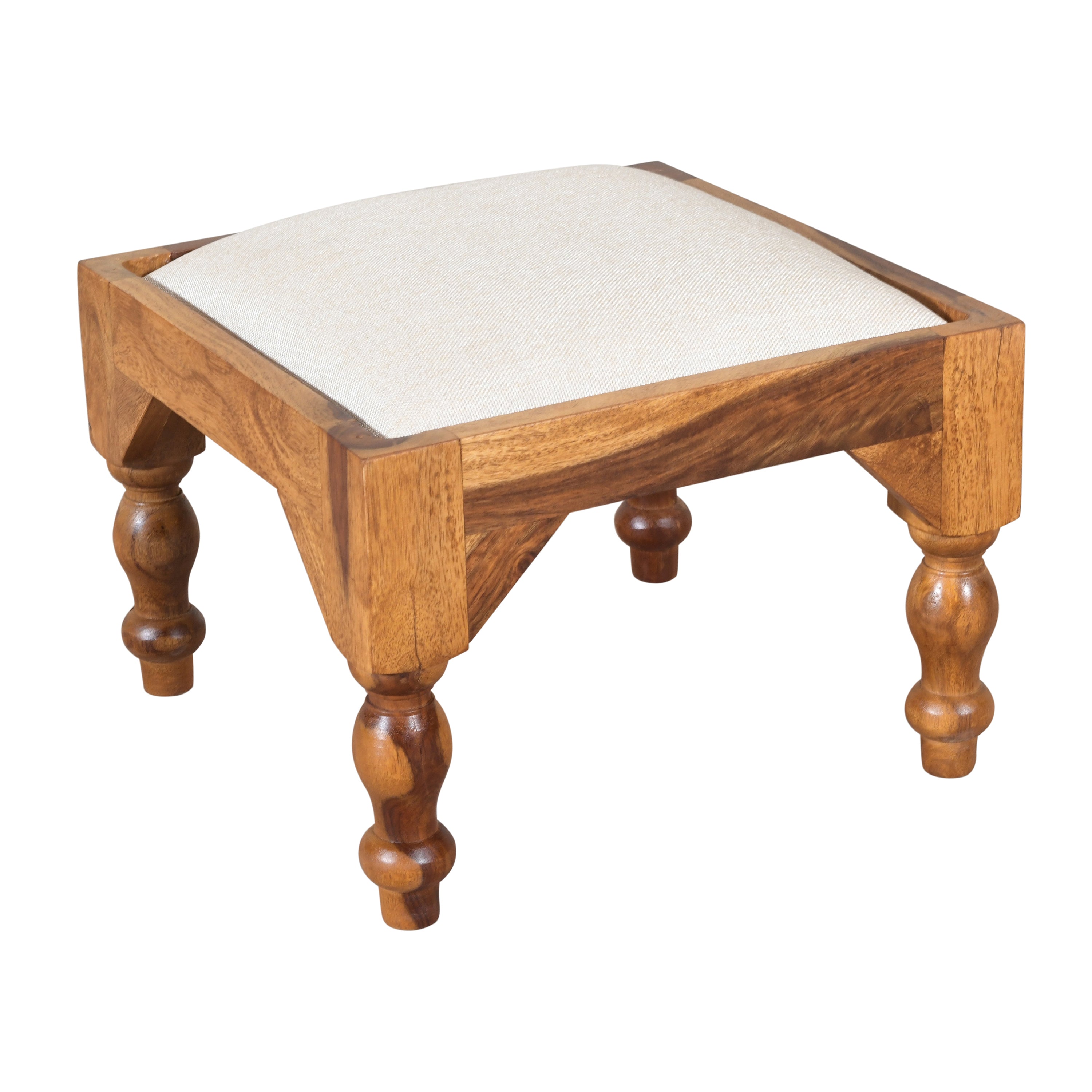 Handcrafted Solid Wood Coffee Table with Nested Stools And Ceramic Tile