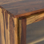 Sideboard Wave Sheesham Wood sidebaord with texture glass and craving design drawers