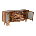 Sideboard Wave Sheesham Wood sidebaord with texture glass and craving design drawers
