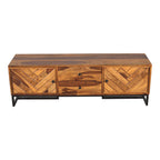 V Cross Tv unit sheesham tv unit with iron stnad legs (honey finish)