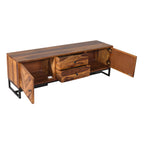 V Cross Tv unit sheesham tv unit with iron stnad legs (honey finish)