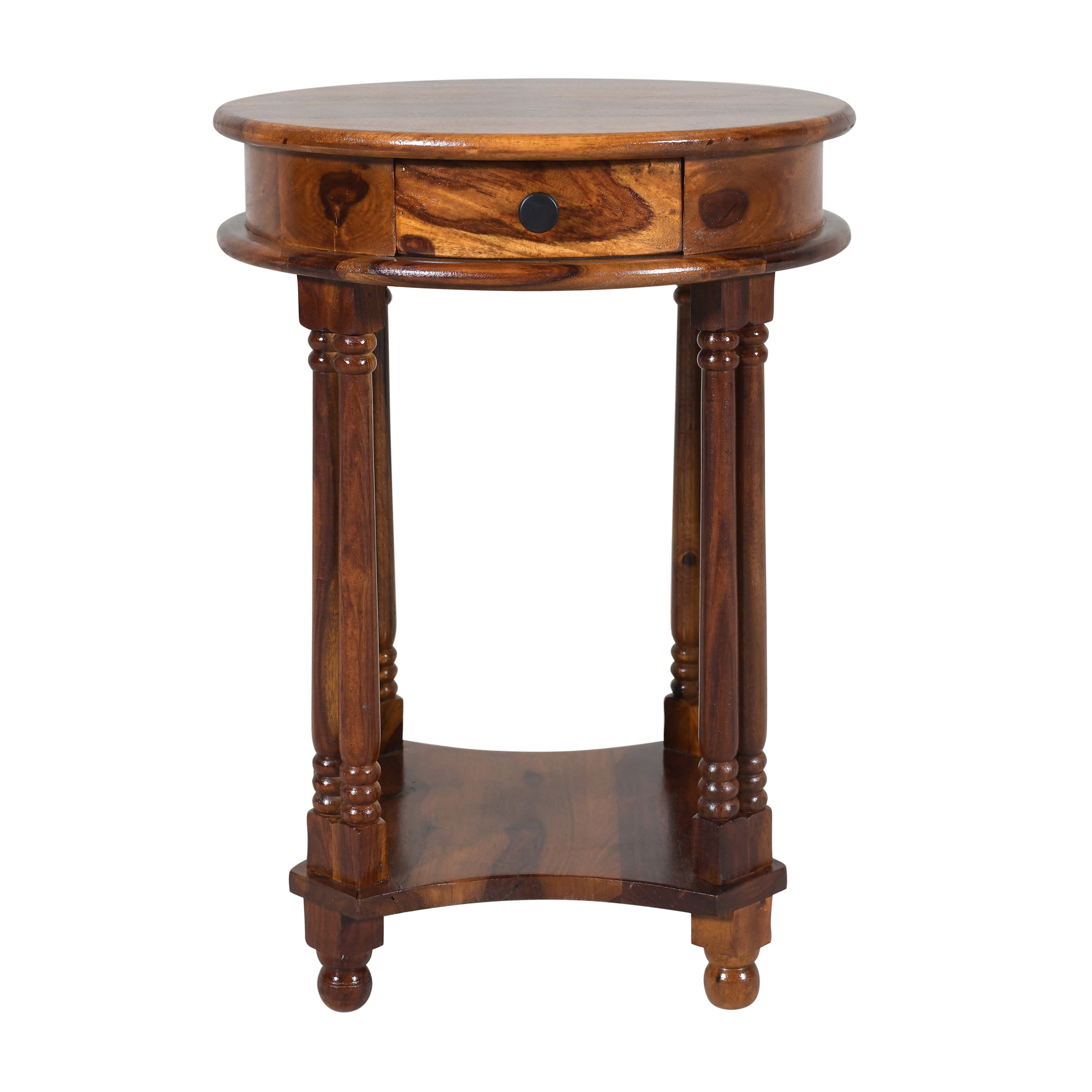 Round Sheesham Wood Side Table