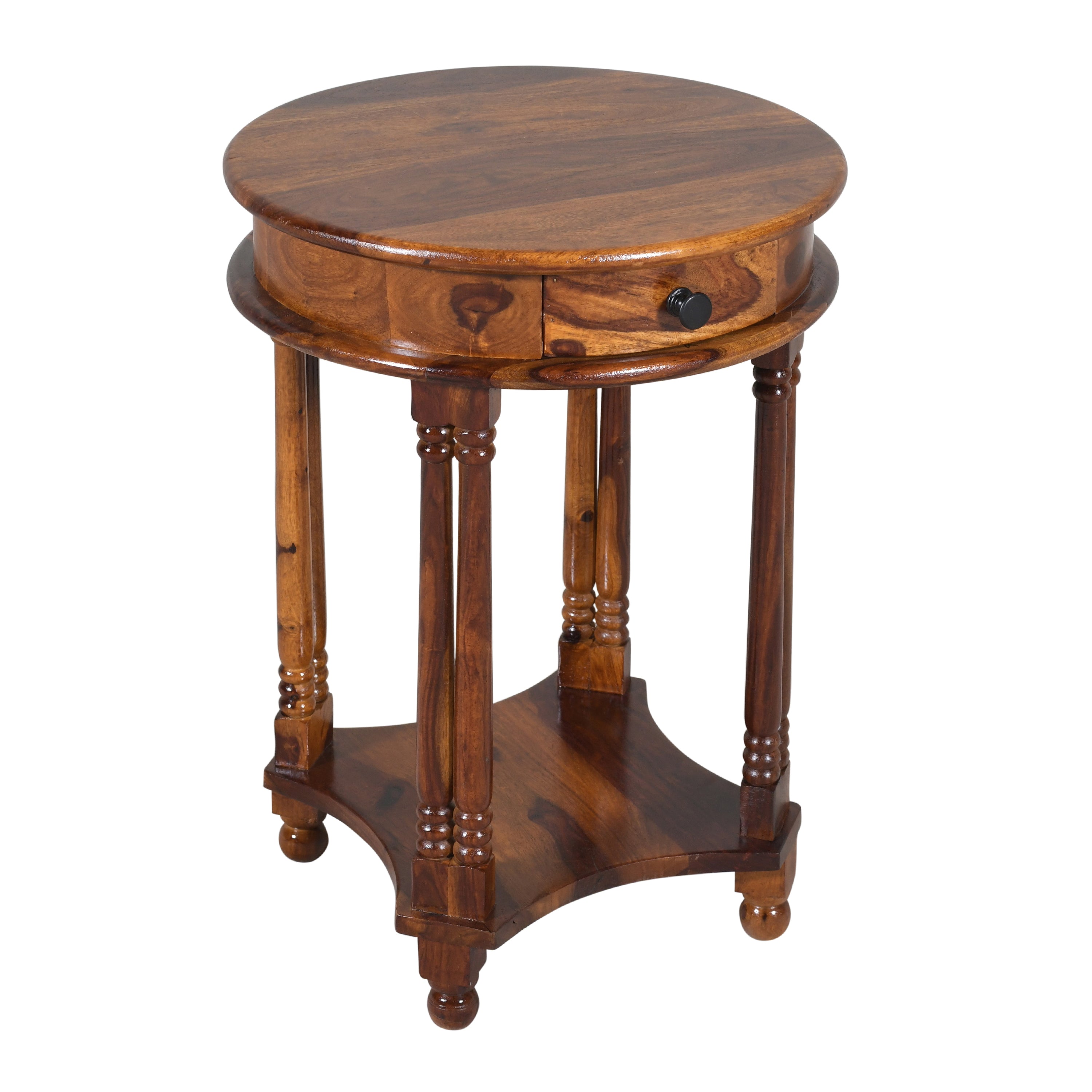 Round Sheesham Wood Side Table