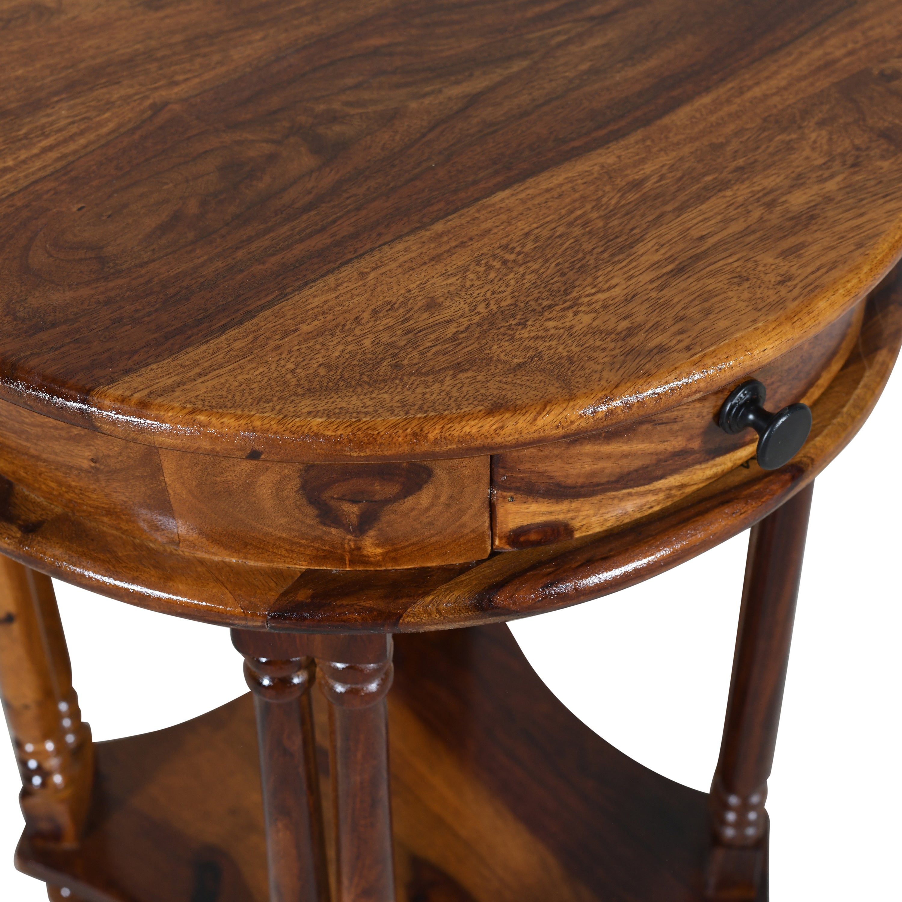 Round Sheesham Wood Side Table