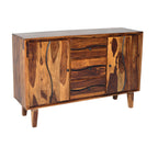 Roli Sheesham Wood Sideboard Cabinet with wood craving S design