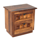 Solid Wood Bed Side Diamond Table With 2 Drawers