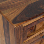 bed side diamond sheesham Wood 2 Drawer Bedside