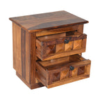 bed side diamond sheesham Wood 2 Drawer Bedside