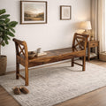 Solid Sheesham Wood Storage Bench with Lift-Top Seats