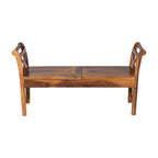 Solid Sheesham Wood Storage Bench with Lift-Top Seats