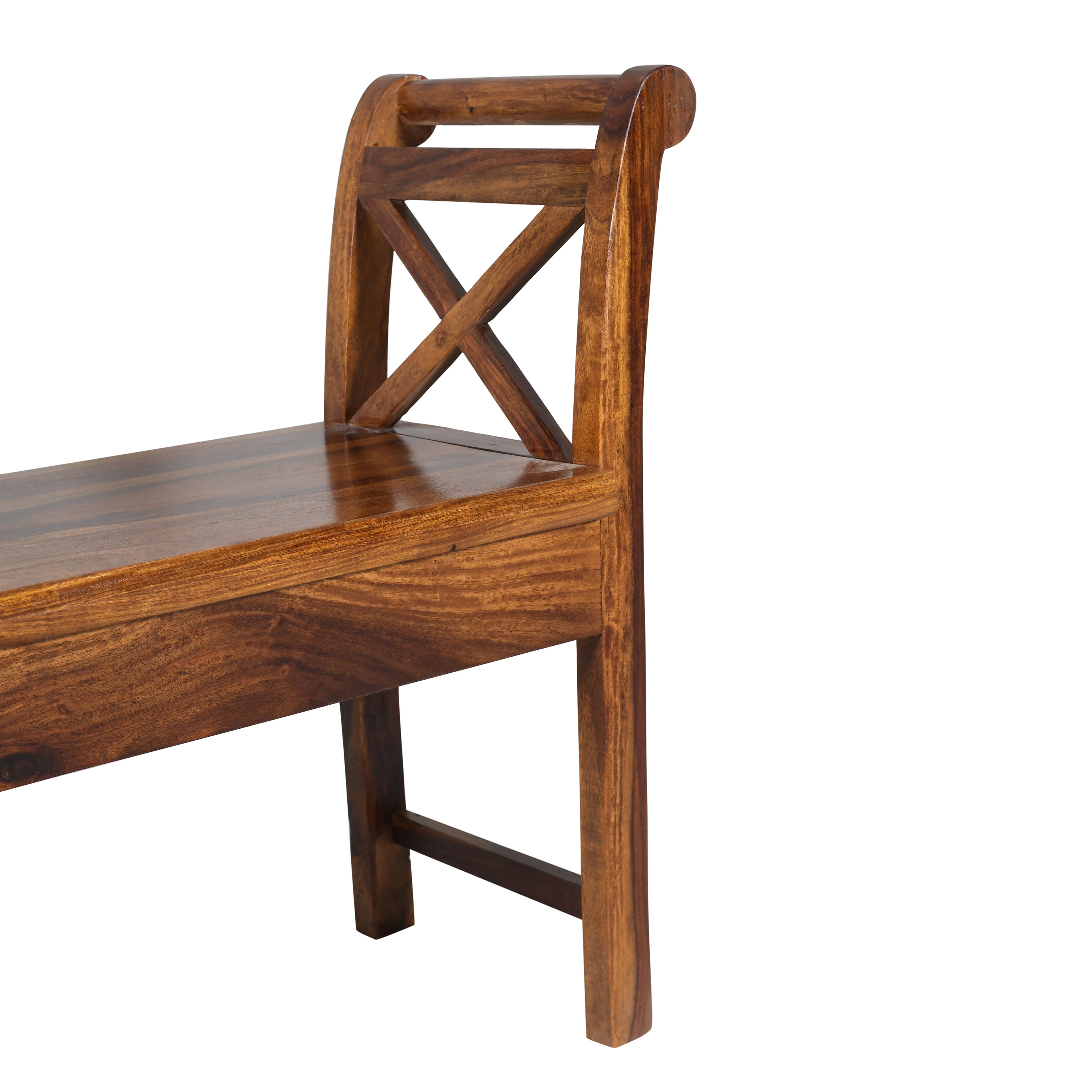 Solid Sheesham Wood Storage Bench with Lift-Top Seats