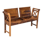 Solid Sheesham Wood Storage Bench with Lift-Top Seats