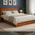 Amora Solid Sheesham Wood Bed with Modern Panel Headboard Design
