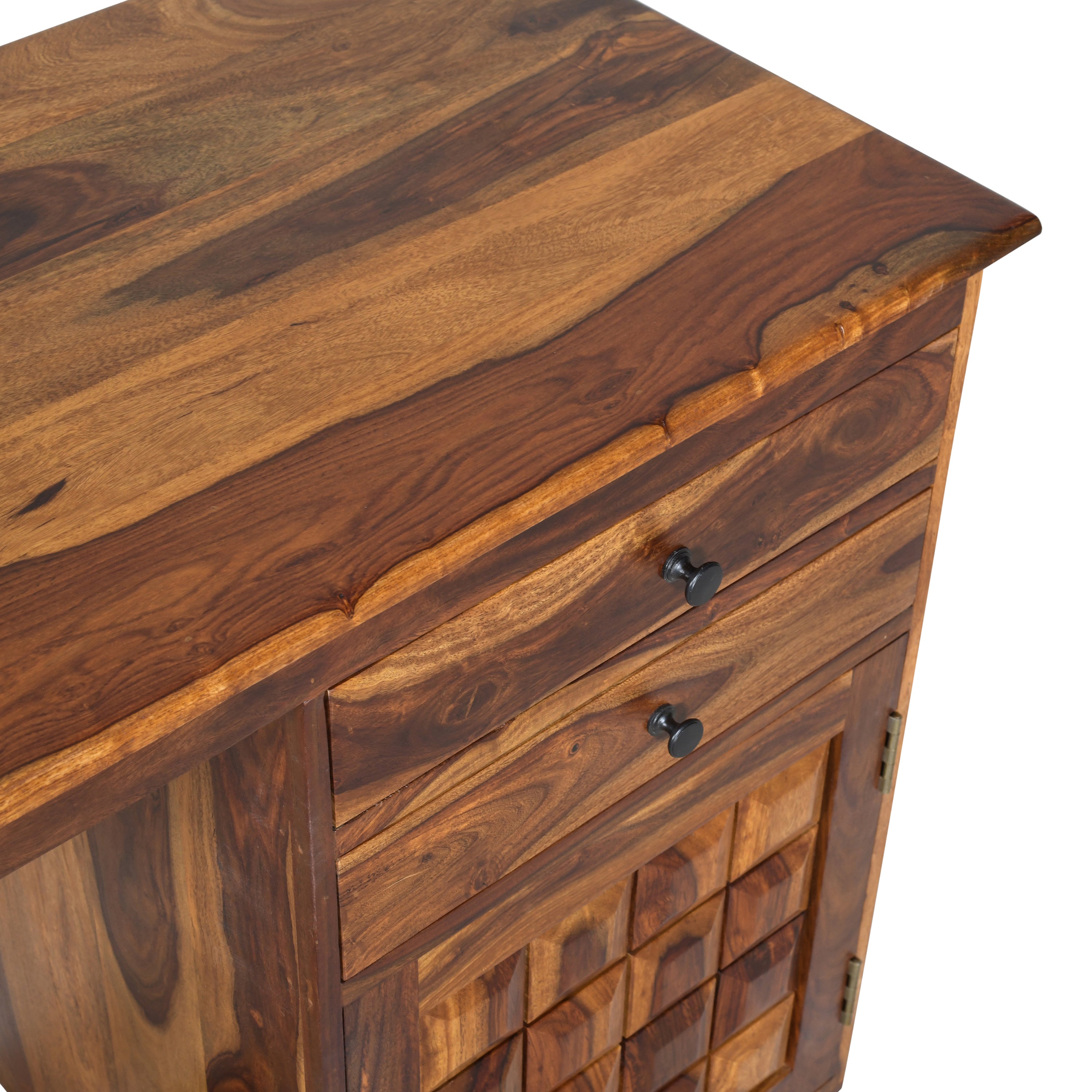 Solid Sheesham Wood Study Table with 2 Drawers & Cabinet