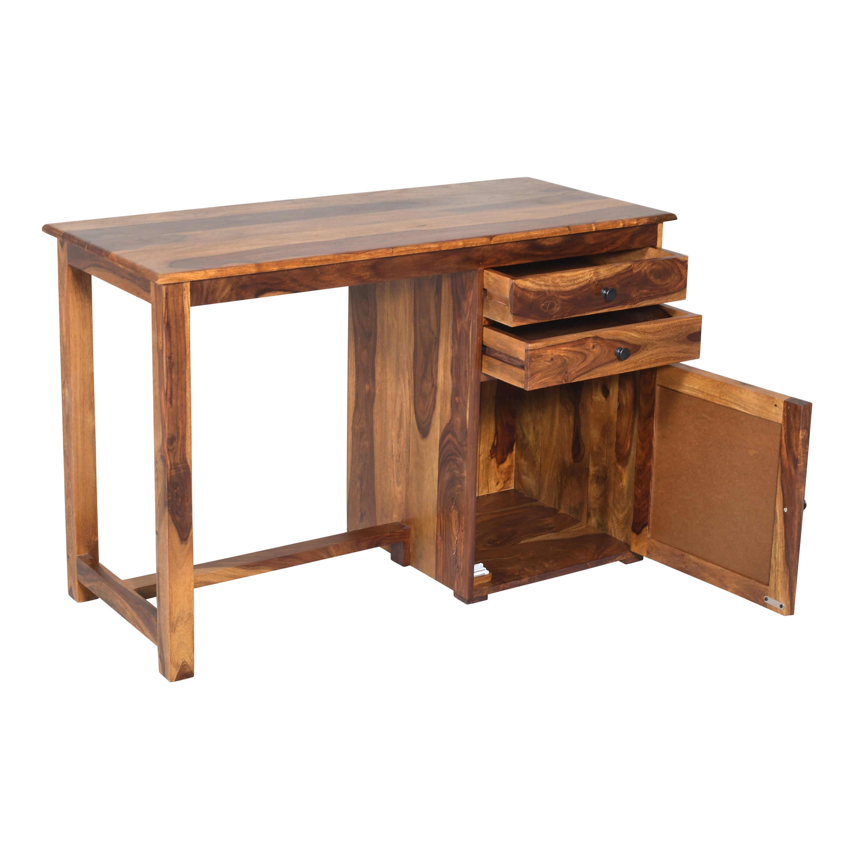 Computer table tile Solid Sheesham Wood Study Table with 2 Drawers and  doors with wooden tile design