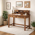 Solid Sheesham Wood Study Table with Hutch & Drawers
