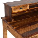 Solid Sheesham Wood Study Table with Hutch & Drawers