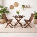 Solid Sheesham Wood 2-Seater Round Folding Bistro Table Set with Chairs