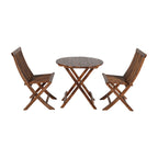 Solid Sheesham Wood 2-Seater Round Folding Bistro Table Set with Chairs