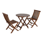 Solid Sheesham Wood 2-Seater Round Folding Bistro Table Set with Chairs