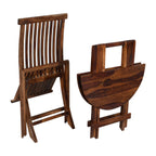 Solid Sheesham Wood 2-Seater Round Folding Bistro Table Set with Chairs