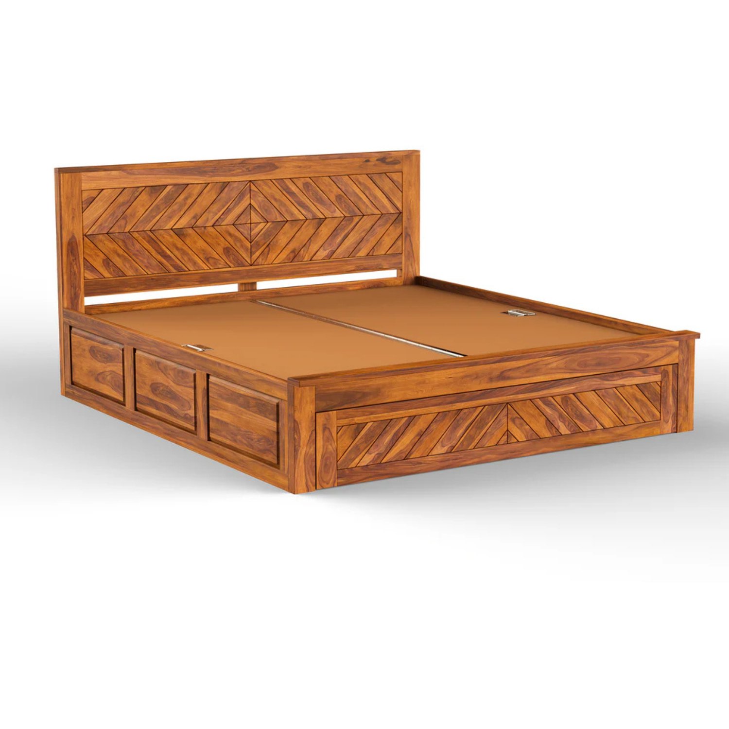 Squre cut king size Solid Sheesham Wood Bed with Drawer Storage