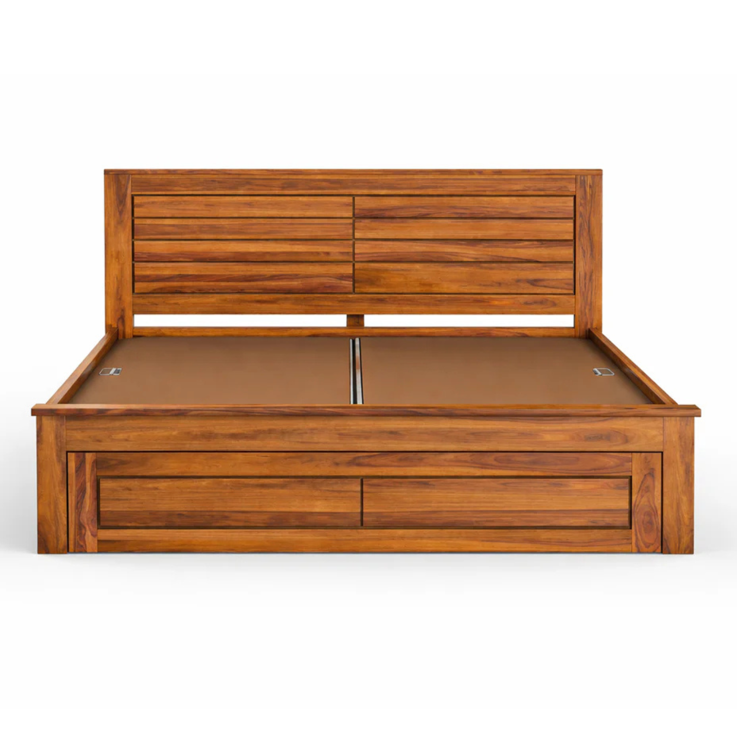 Amora Solid Sheesham Wood Bed with Modern Panel Headboard Design