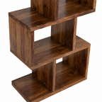 Solid Wood Zigzag Display Shelf – Modern Open Storage Bookcase