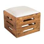Solid Sheesham Wood Low Height Coffee Table with 4 Cushioned Stools