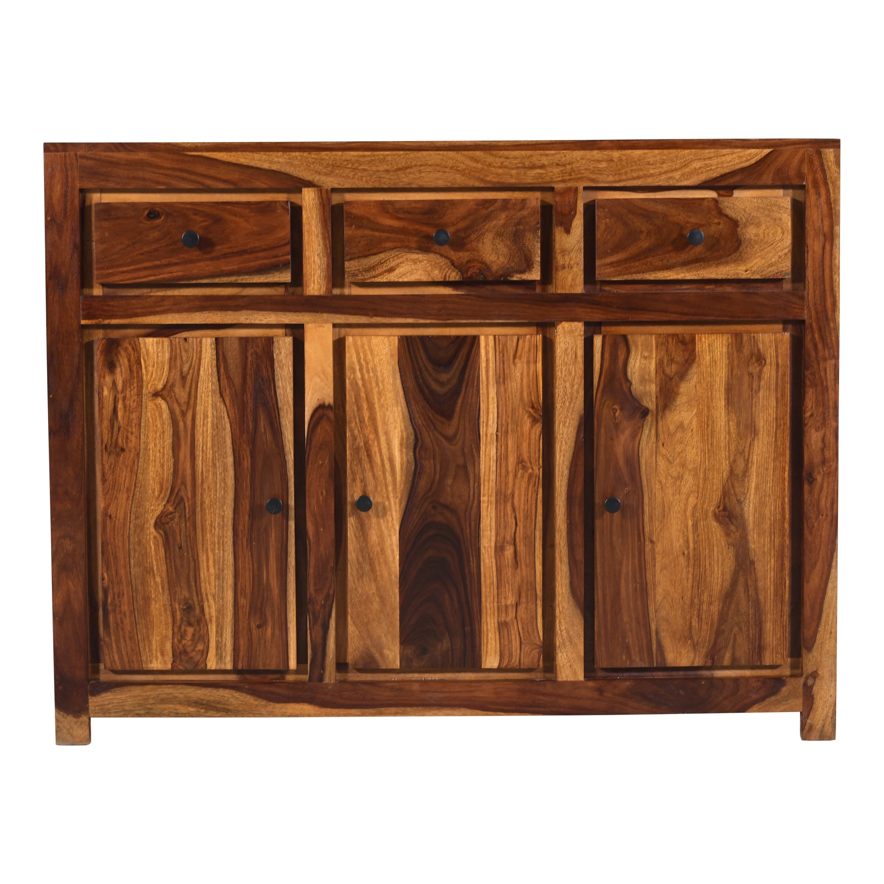 Solid Wood Sideboard Cabinet with Drawers & Multi-Storage Compartments